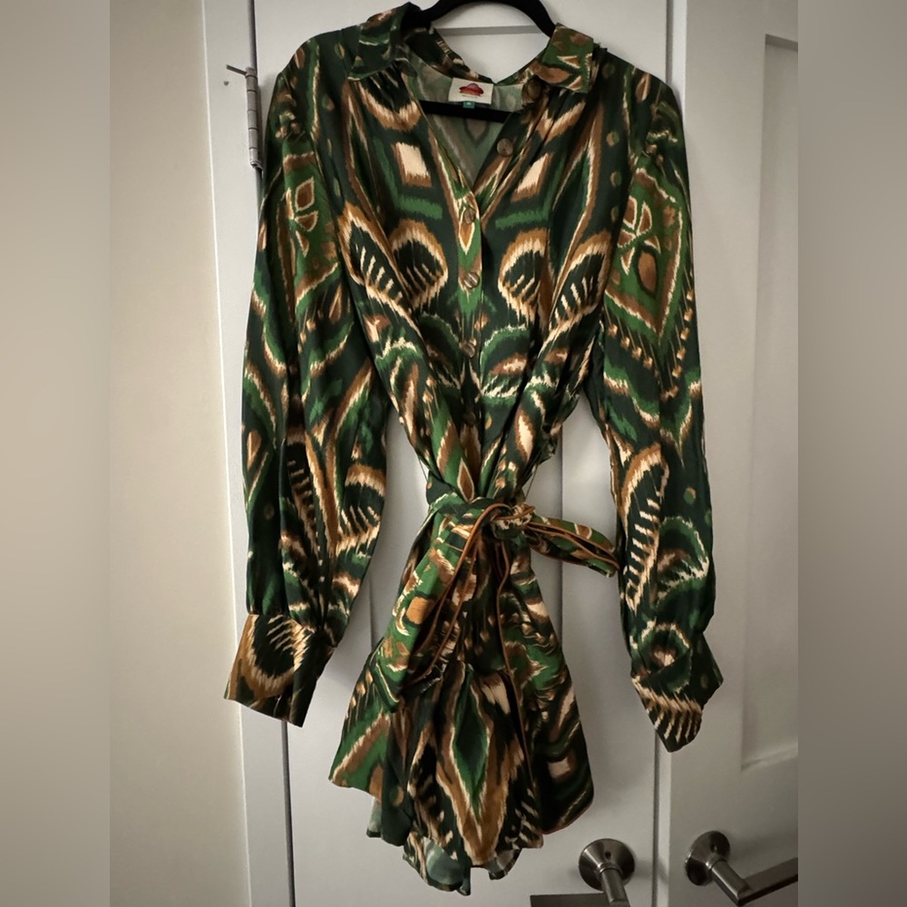 Farm Rio Green Pineapple Ikat Lenzing Ecovero Viscose Mini Dress - XL